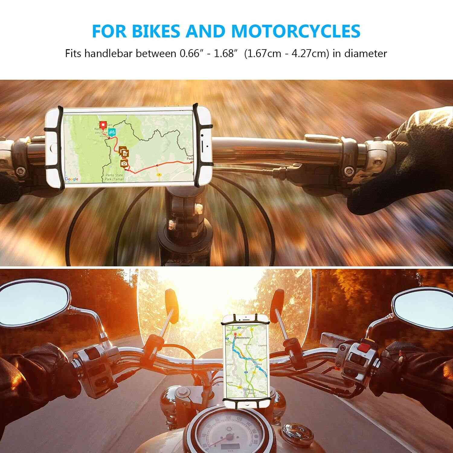 Supporto per telefono cellulare per bicicletta, supporto per manubrio in silicone per bici da moto per dispositivo gps iphone