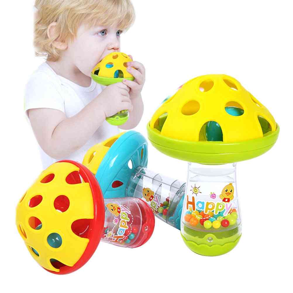 Mushroom Shaped, Non-toxic Comforting Teether-hand Rattles Toy