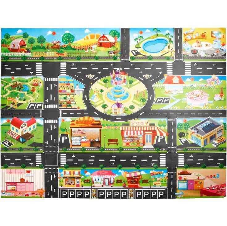 Large City, Traffic Car& Park Mat Play - Kids Crawling Game Playmat Puzzles
