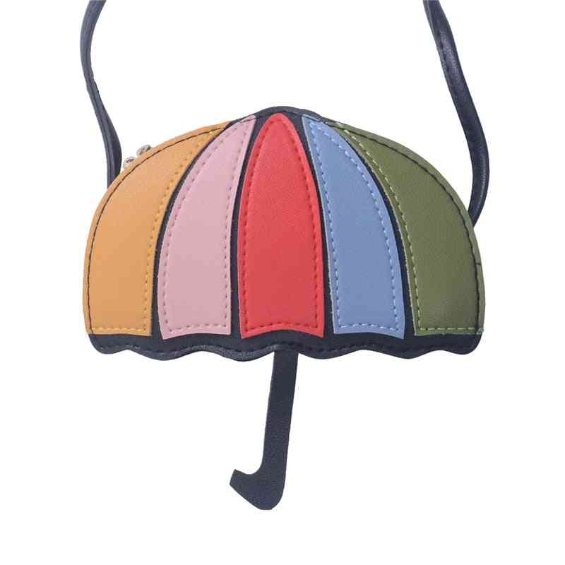 Couro pu, formato de guarda-chuva, bolsas mensageiro cruzadas fofas para crianças, crianças, meninas (16 * 16 * 9 cm)