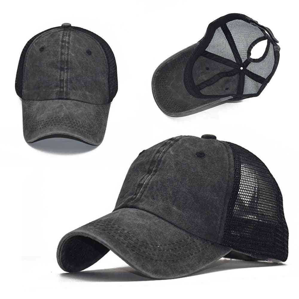 Adjustable Tennis Cap, High Bun, Ponytail Baseball Hat For Female