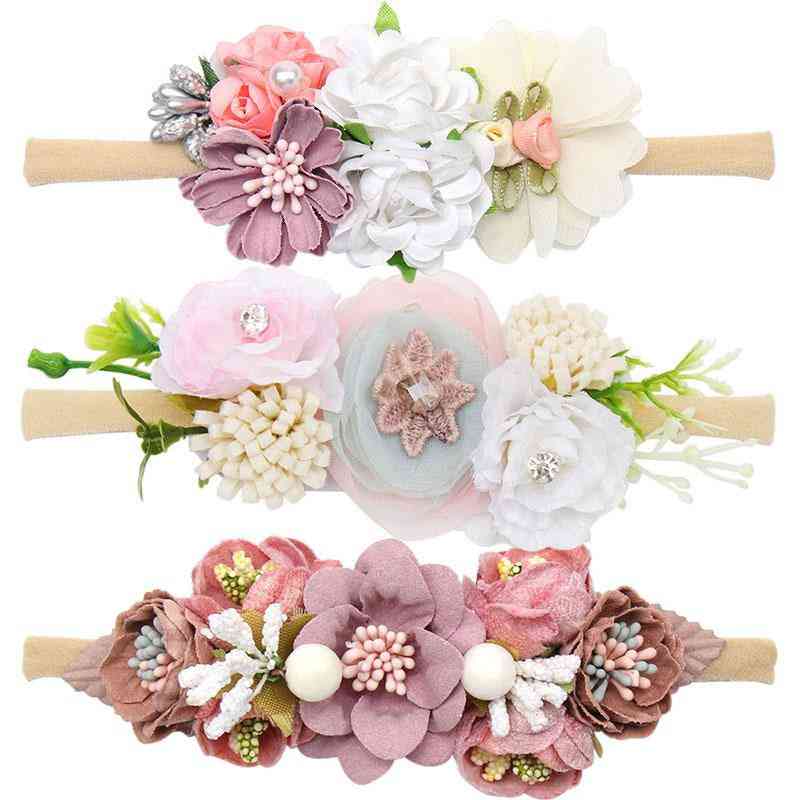 Peral  Embedded Floral Design-elastic Hair Band