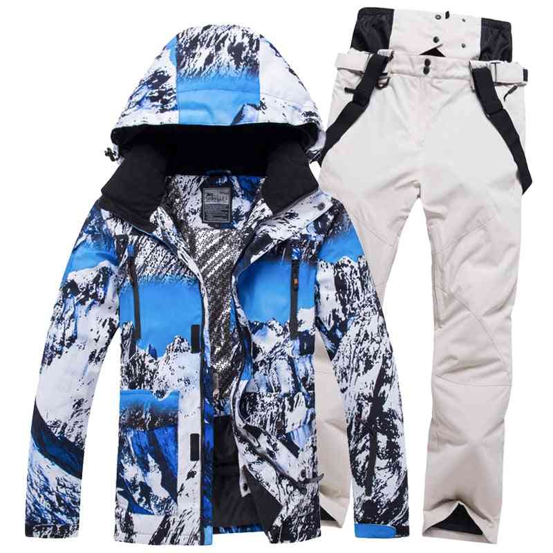 Větruvzdorná lyžařská kombinéza, pánská zima, nepromokavé sportovní bundy a kalhoty