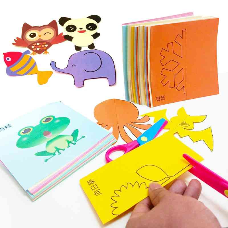 Children Cartoon Diy Colorful Paper -educational Cutting Folding