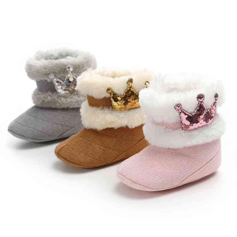 новородено малко бебе момичета за сняг обувки- есен / зима топли плюшени коледни обувки