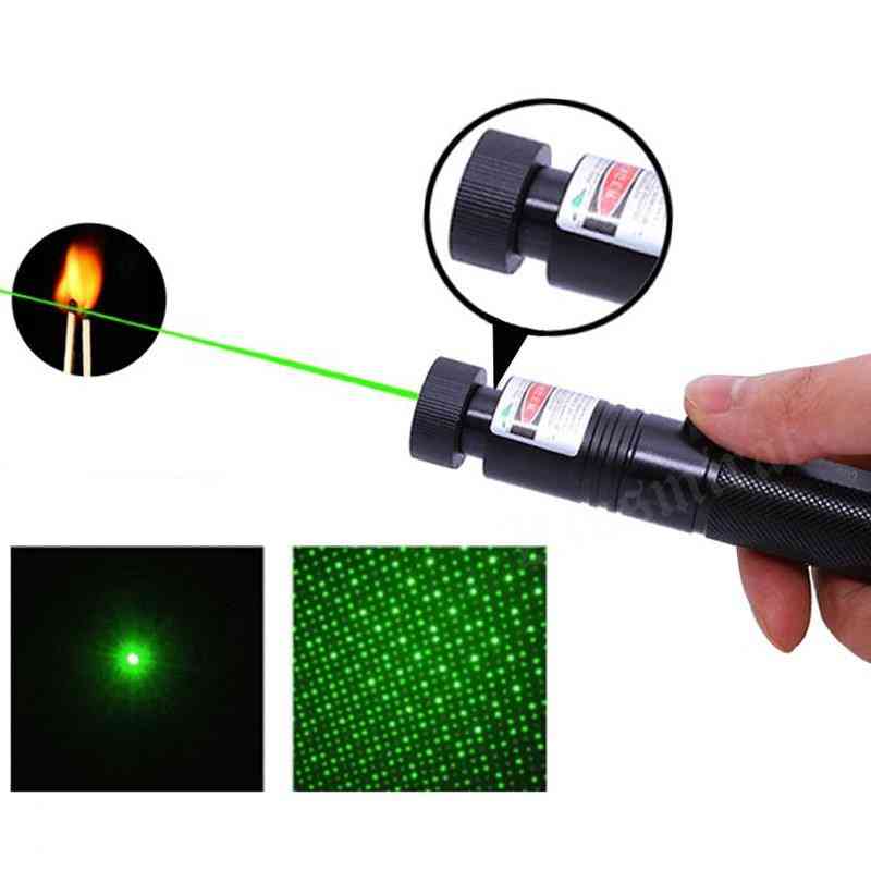 Adjustable Focus Green Laser With Star Cap, Keys, Charger And Battery