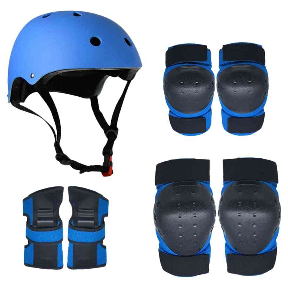 Beskyttelsesutstyr inkludert hjelm, kne, albue og håndleddputer