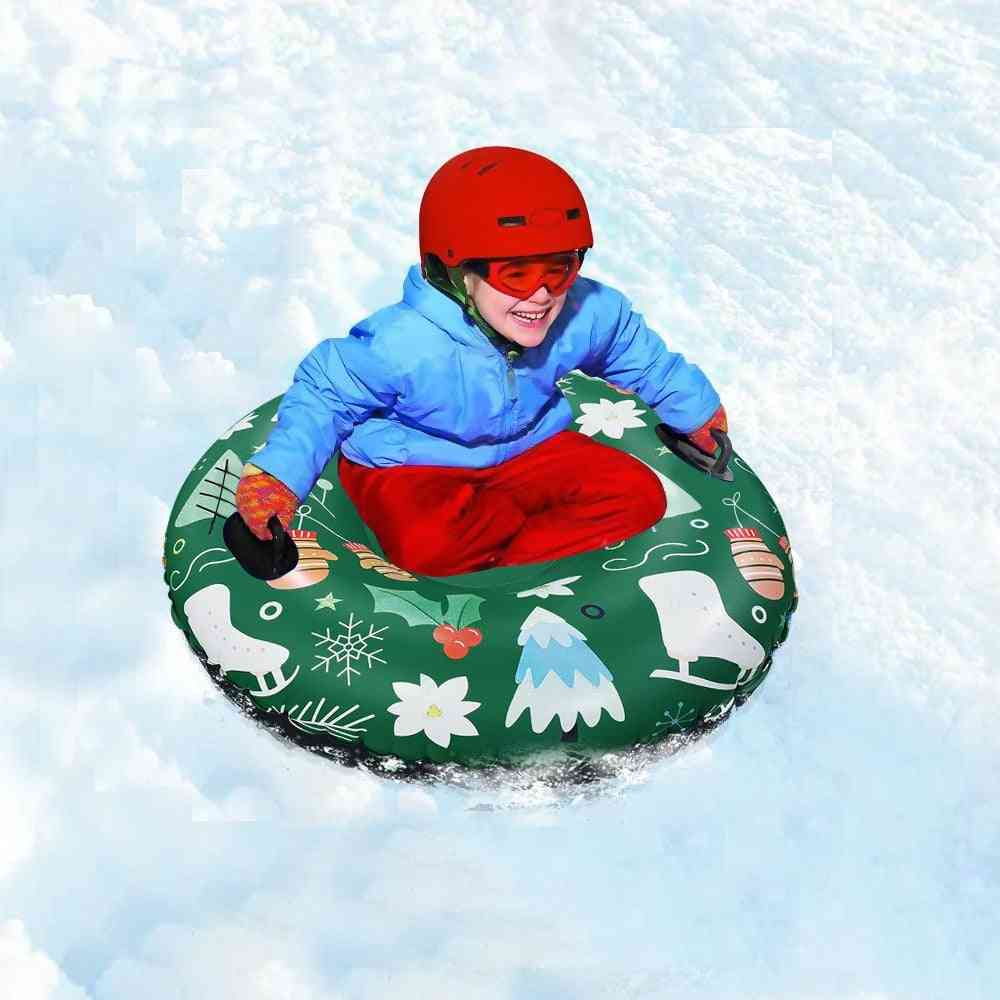 Drijvende skibord, winter opblaasbare skicirkel met handvat duurzame kinderen volwassen ski-accessoires (blauw)