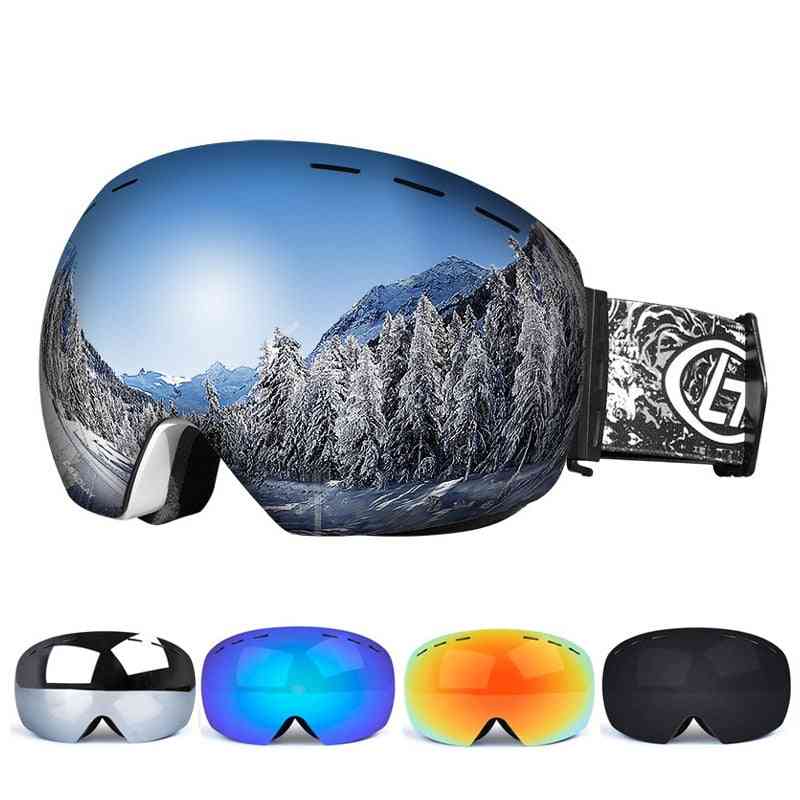 Glasögon dubbla lager uv anti-dimma stora maskglasögon snowboardglasögon