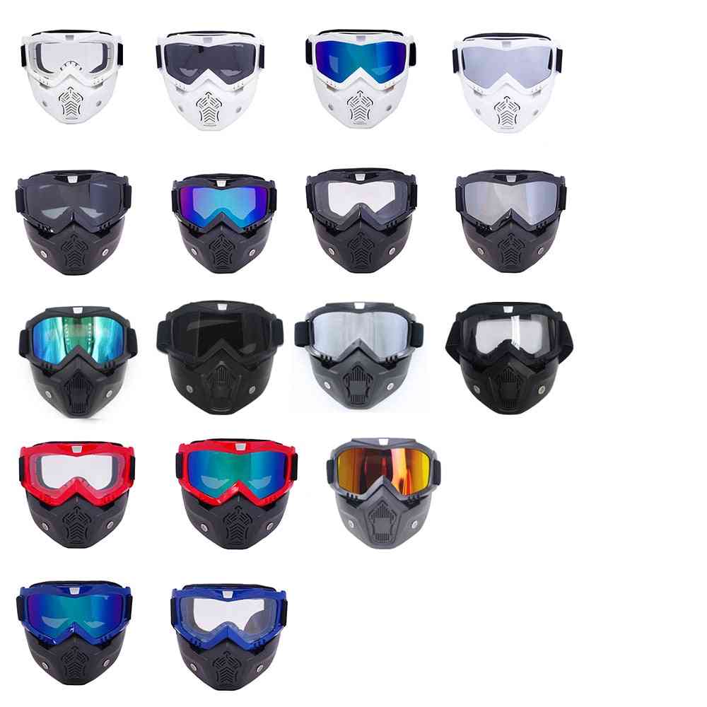 Men & Women Ski Snowboard Mask Skiing Goggles, Windproof Motocross Protective Mouth Filter