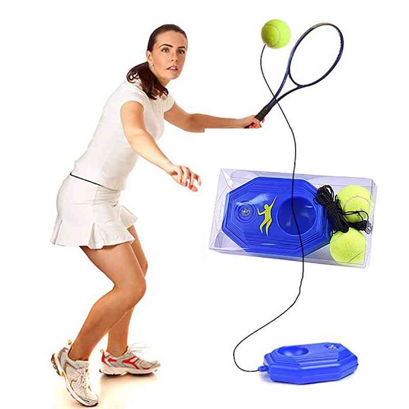 Tennisbenodigdheden trainingshulpmiddelen bal zelfstudie plint oefentool speler (blauw)