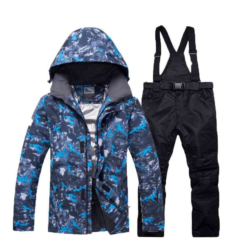 Winter Warm Skiing Clothes Set-thermal Waterproof Jackets And Pants