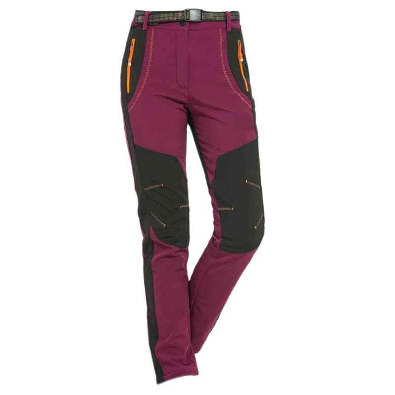 מכנסי טיולים לנשים בחורף סופטשל מכנסיים אטומים לרוח למים לקמפינג וטיפוס סקי חום