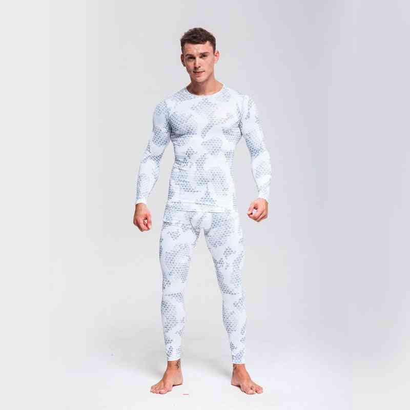Men's Ski Underwear Set, Track Suit Gym, Compression Clothing Running Suit, Camouflage Tracksuit