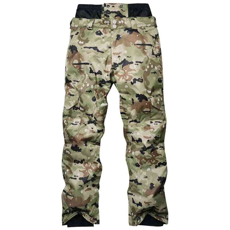 Waterproof Men's Snowboarding Pants With Zipper Pocket Warm Skiing Trousers, Camouflage Winter Warm Pant