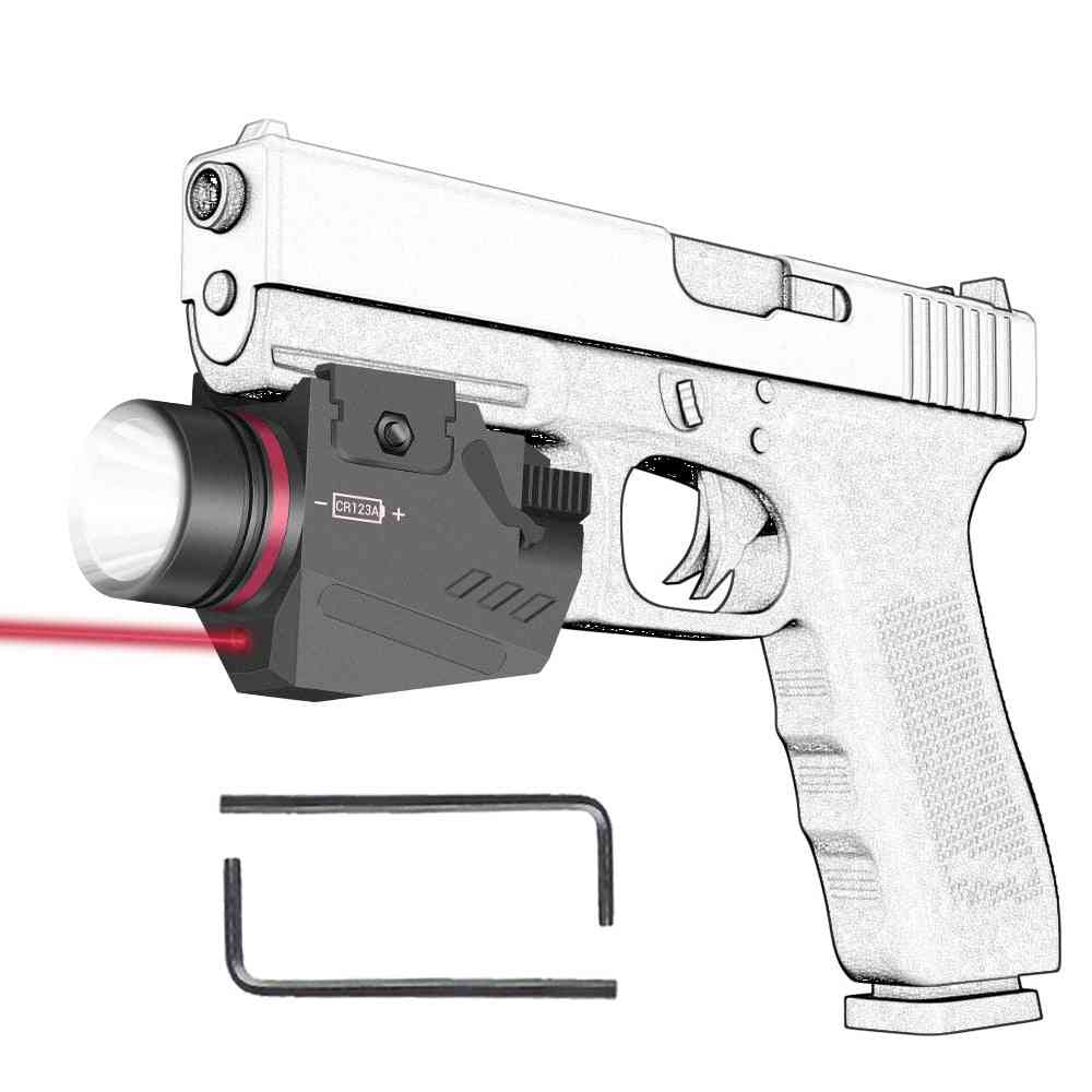 Tactical Led Gun Light, Flashlight Laser, Rail Pistol, Airsoft Hunting Shooting Accessory