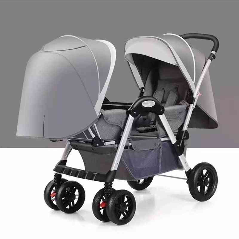 Twin Baby Stroller, Double Face-to-face Light Folding Shock Absorber Folding Trolley