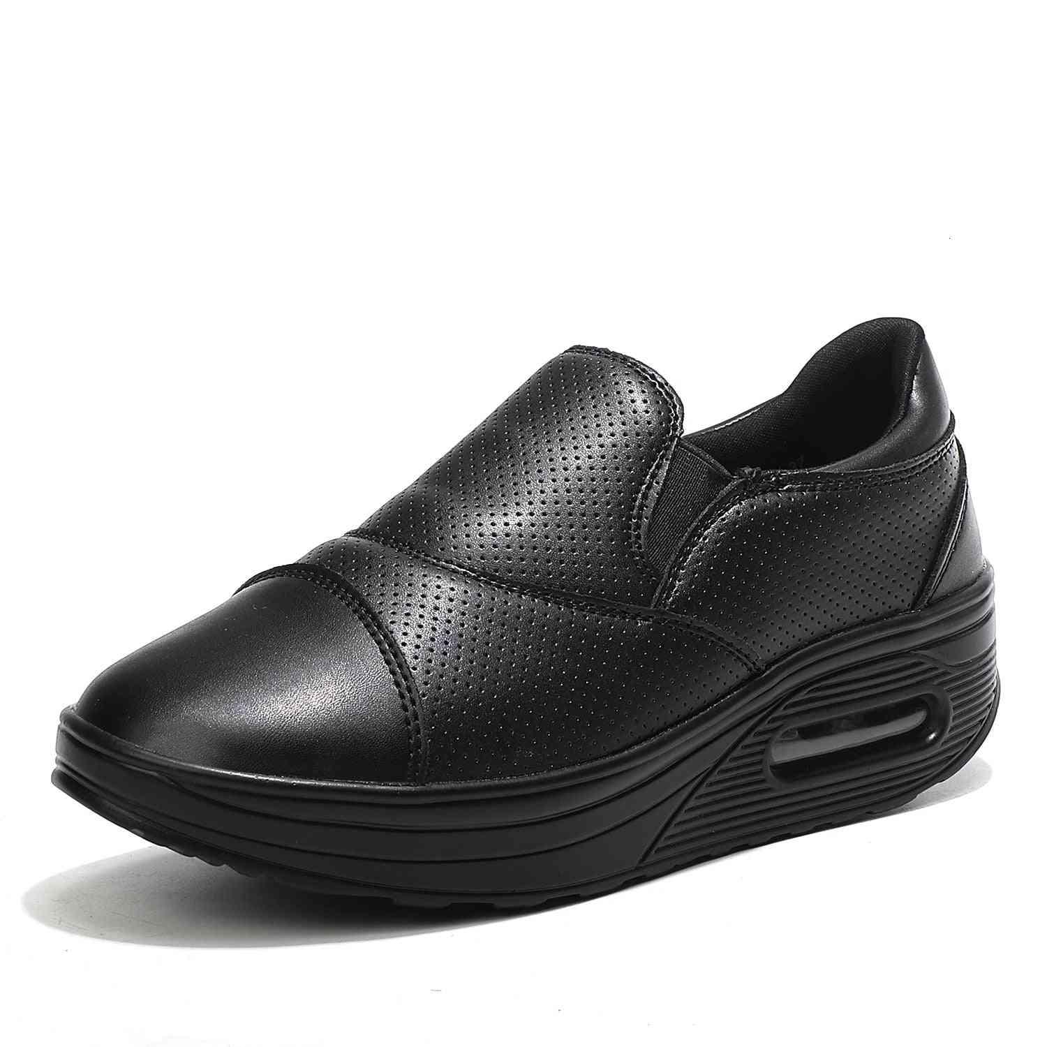 Waterproof Leather Platform Sneakers-air Cushion Swing Shoes