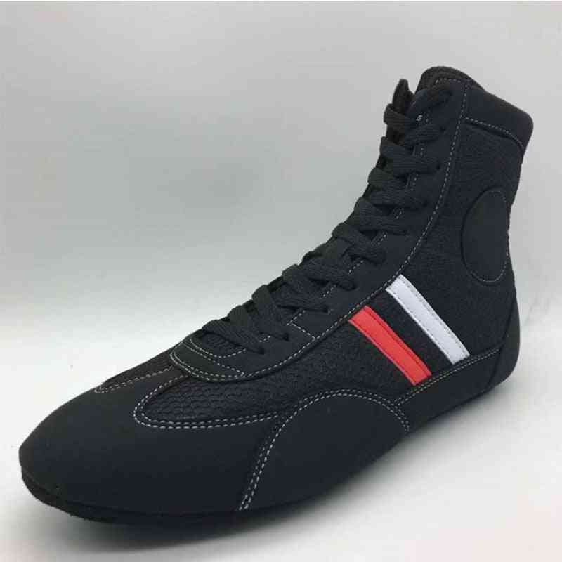 Indoor Soft Bottom Wrestling Shoes - Boxing Fighting Leather Sneakers Sport Boots