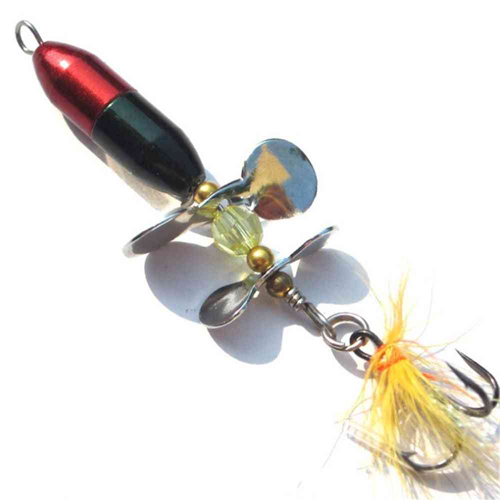 Rotating Spinner Sequins Fishing Lure, Wobbler Bait With Feather