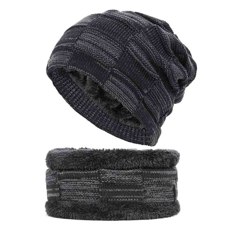 Set di cappelli invernali casual da donna / uomo con fodera spessa