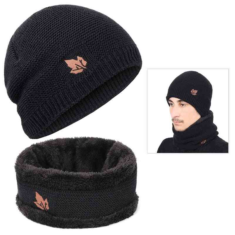 Men / Women Unisex Winter Beanie Hats Scarf Set- Warm Knit Hats Skull Cap