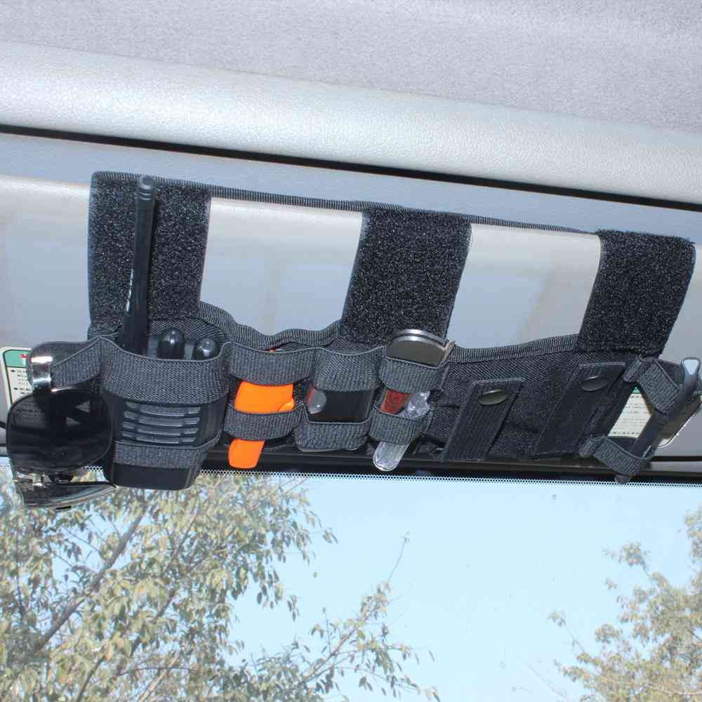 Tactical Vehicle Visor Panel Tool Pouch Cd Storage Bag Truck Car Organizer Auto Gear Accessories (black)