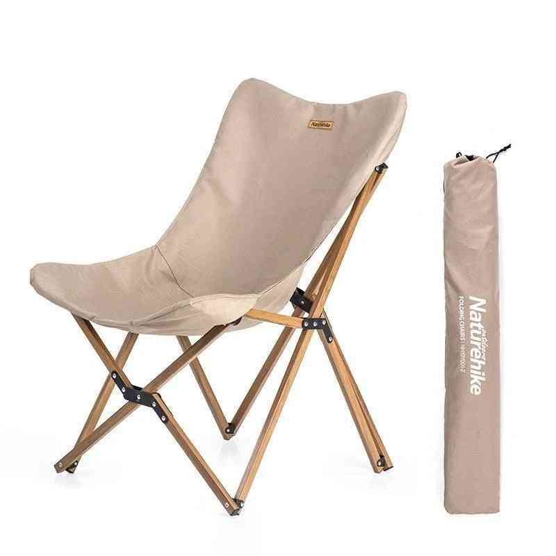 Wood Timber Fishing Chair Can For Office, Camping, Light Grain Nap, Outdoor Folding Seat
