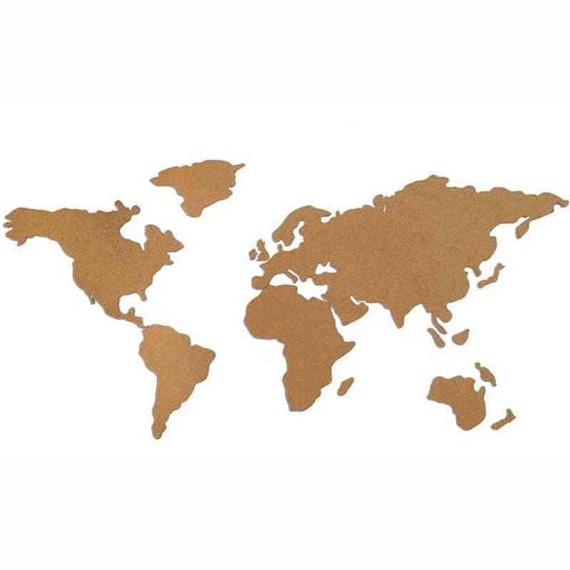 Mapa světa ve tvaru dřevěného korku / nástěnky pro kancelář / školu / domov
