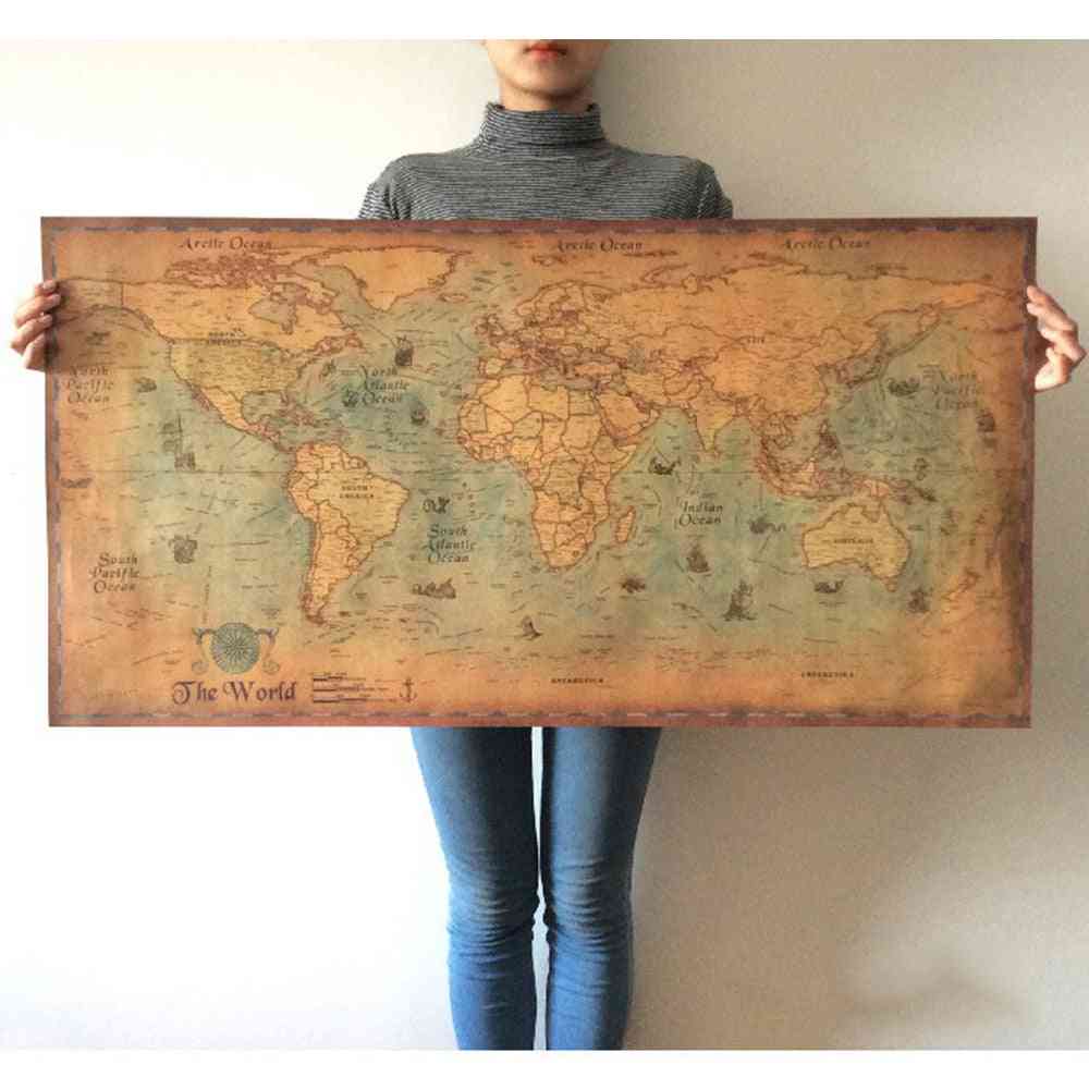 Vintage Style World-map For Office/school Decoration