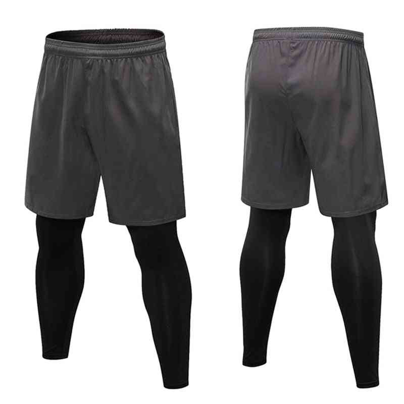 2pcs calças de compressão - calças de moletom masculinas leggings meia-calça elástica de treinamento