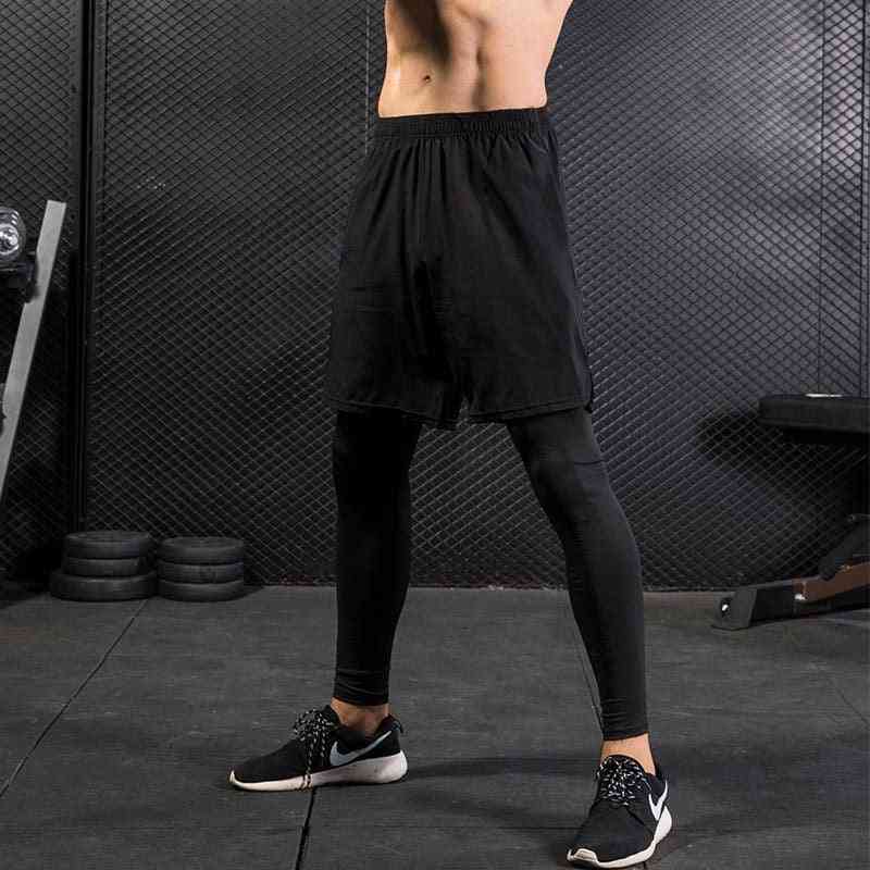 2бр компресионни панталони - мъжки спортни панталони клинове еластични тренировъчни чорапогащи на сухо