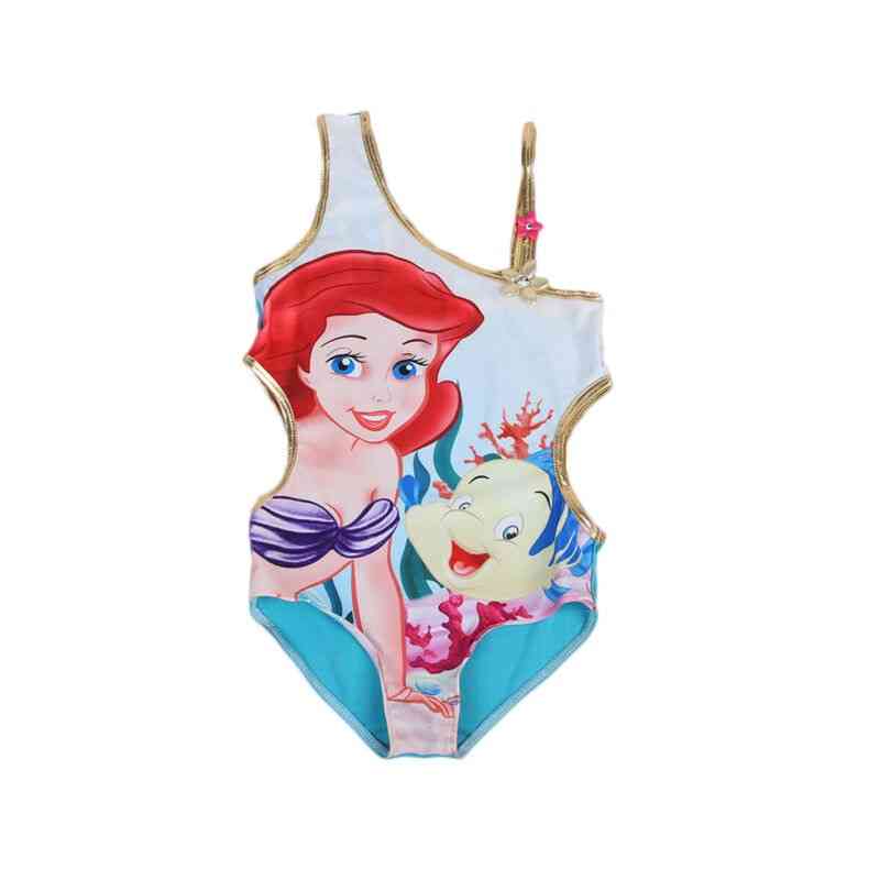 Mermaid Print-one-shoulder Swimsuits For Little