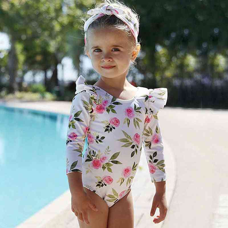 Letni uroczy kostium kąpielowy z długim rękawem dla malucha - kostium kąpielowy dla dzieci