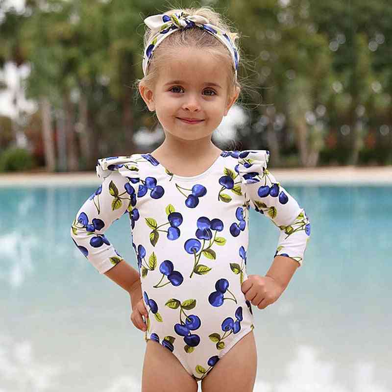 Letni uroczy kostium kąpielowy z długim rękawem dla malucha - kostium kąpielowy dla dzieci
