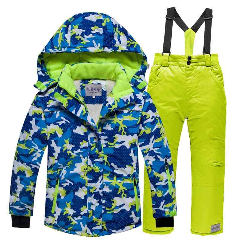 Kinder warmes Fleece Schneeanzug-Jacken-Hosen-Set
