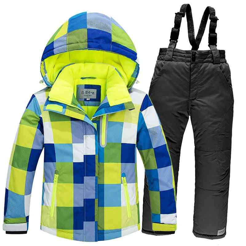 Dětský větruodolný teplý flísový sněhový oblek včetně bundových kalhot