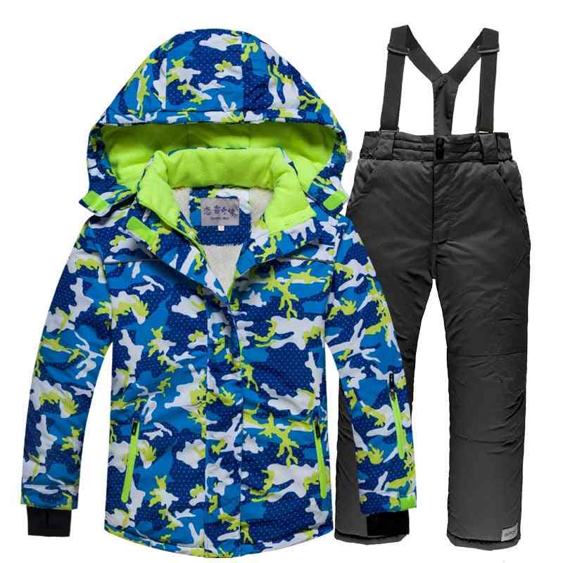 סט סקי חם אטום לרוח ילדים כולל מעיל ומכנסיים