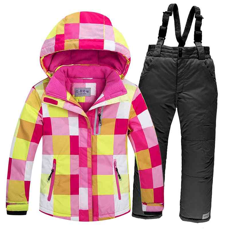 Windproof Warm Fleece Snow Jacket And Pants Set