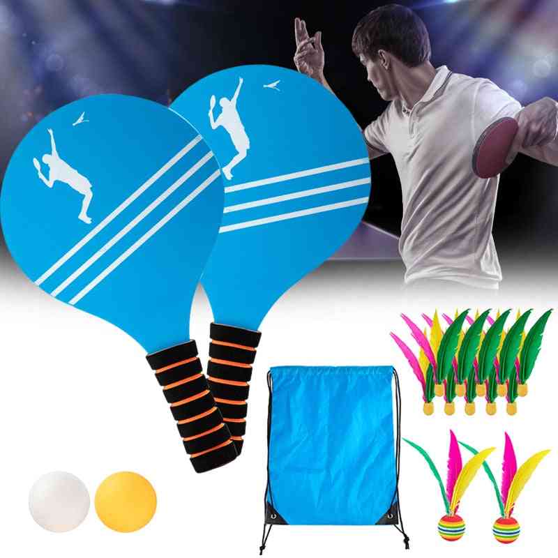 Table Tennis Racket Set With Pingpong Balls, Shuttlecocks Anf Storage Pouch