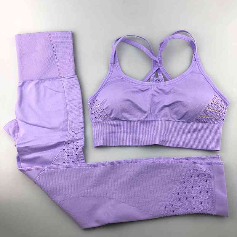 Woman Padded Push-up Strappy Sports Bra With  Leggings