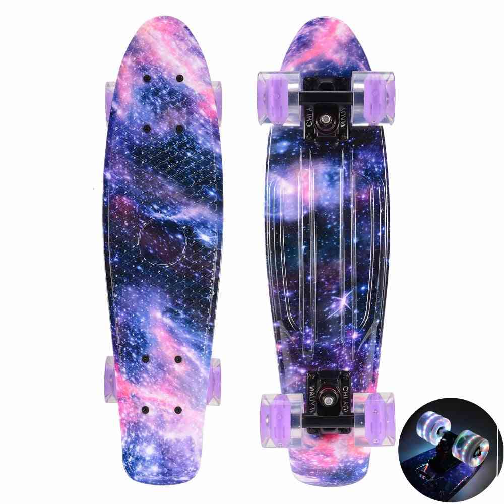 Galaxy  Graphic With Led Light Skateboard