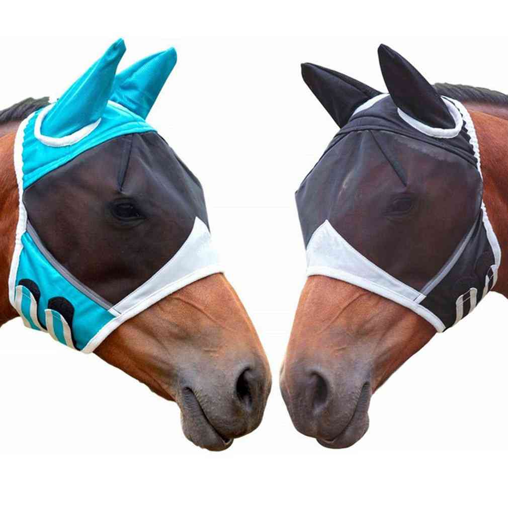 Mască de plasă detașabilă pentru cai cu capac nazal, muscă de cai, bandaj anti-țânțari