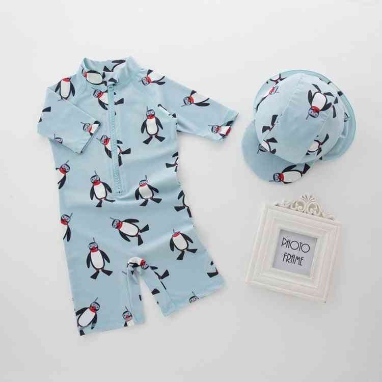 Swimwear+hat Set Penguin Animals Swimming Suit Infant Toddler Kids
