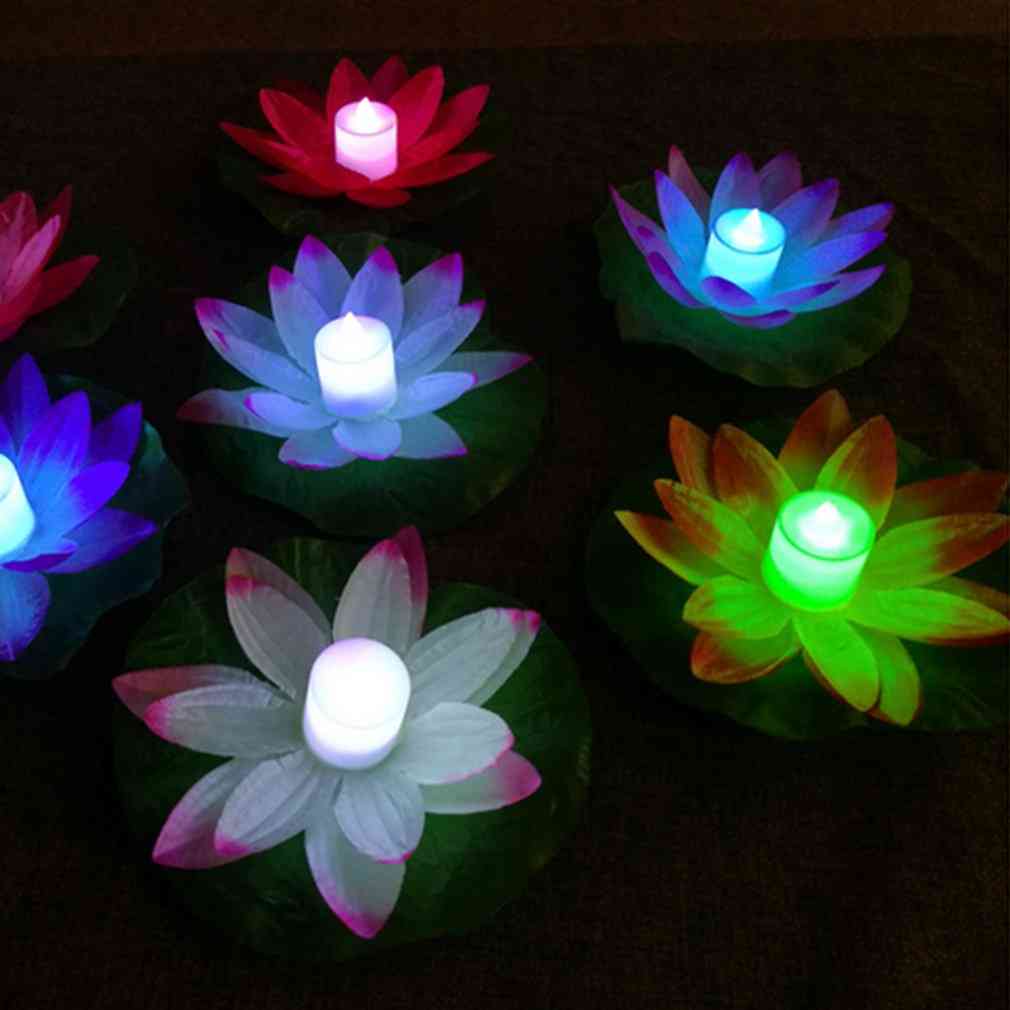 Umělý lotosový design plovoucí led noční lampa