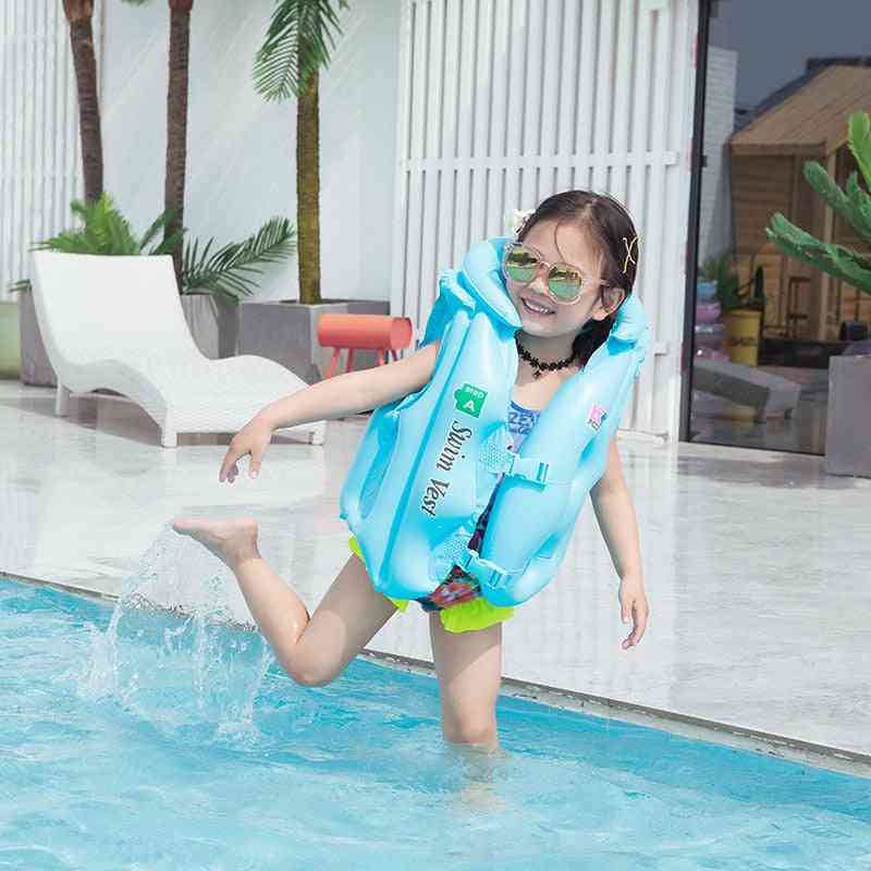 Flytväst badjacka, uppblåsbar flottör, lära sig simma båtliv för barn, barn