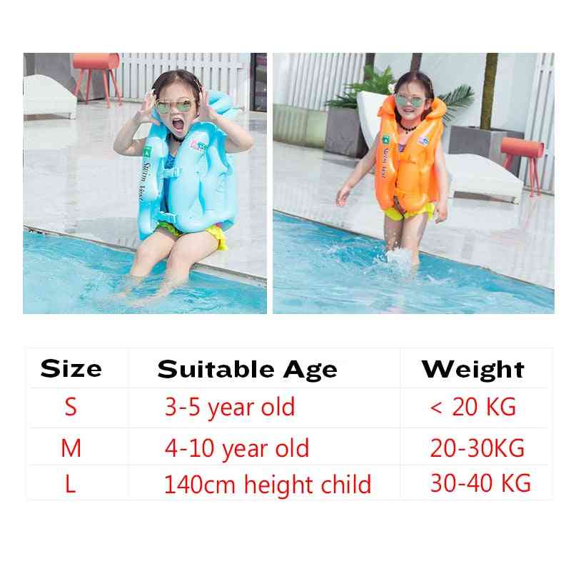 Redningsvest svømmejakke, oppblåsbar flottør, lær å svømme båtliv for baby, barn