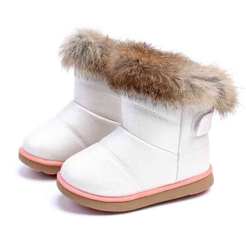 Śniegowce dziecięce dla dziewczynek, chłopców, futro królika ciepłe pluszowe, buty zimowe dziecięce z ciepłą bawełną