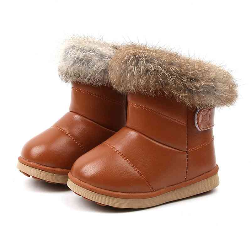 Dekliški in snežni čevlji, zajčje krzno topli plišasti zimski čevlji