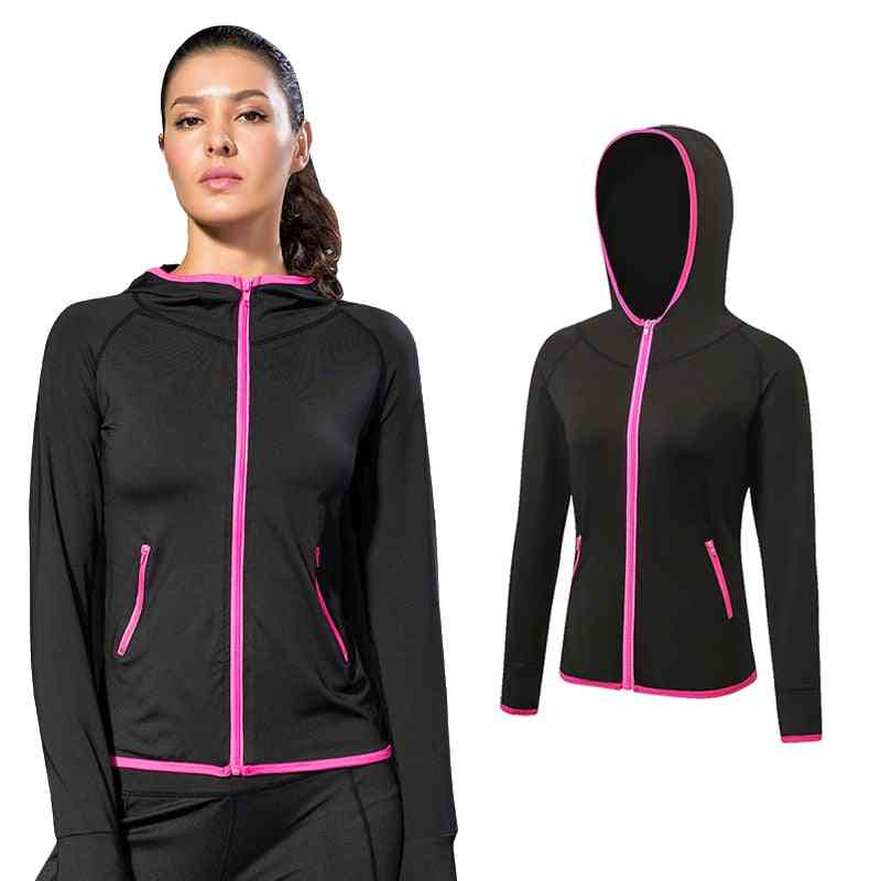 спортно яке дамско есенно качулка с цип спортно облекло ветровка йога палта за бягане дишащи